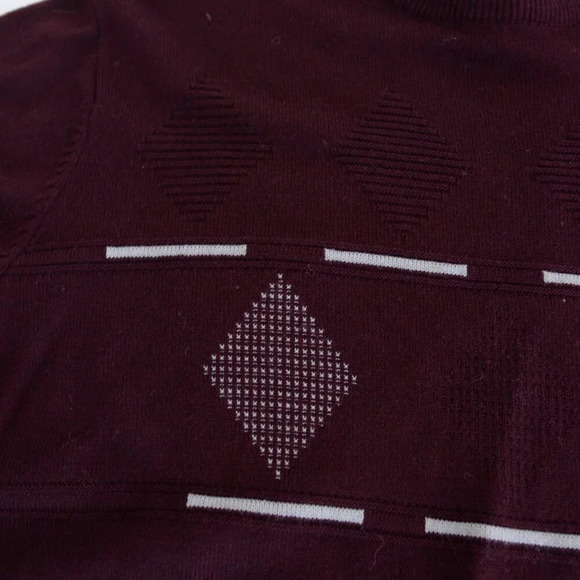 Vintage Arnold Palmer Maroon Fine Knit 30% Wool 3D Argyle  Crew Neck Sweater L - Picture 9 of 10